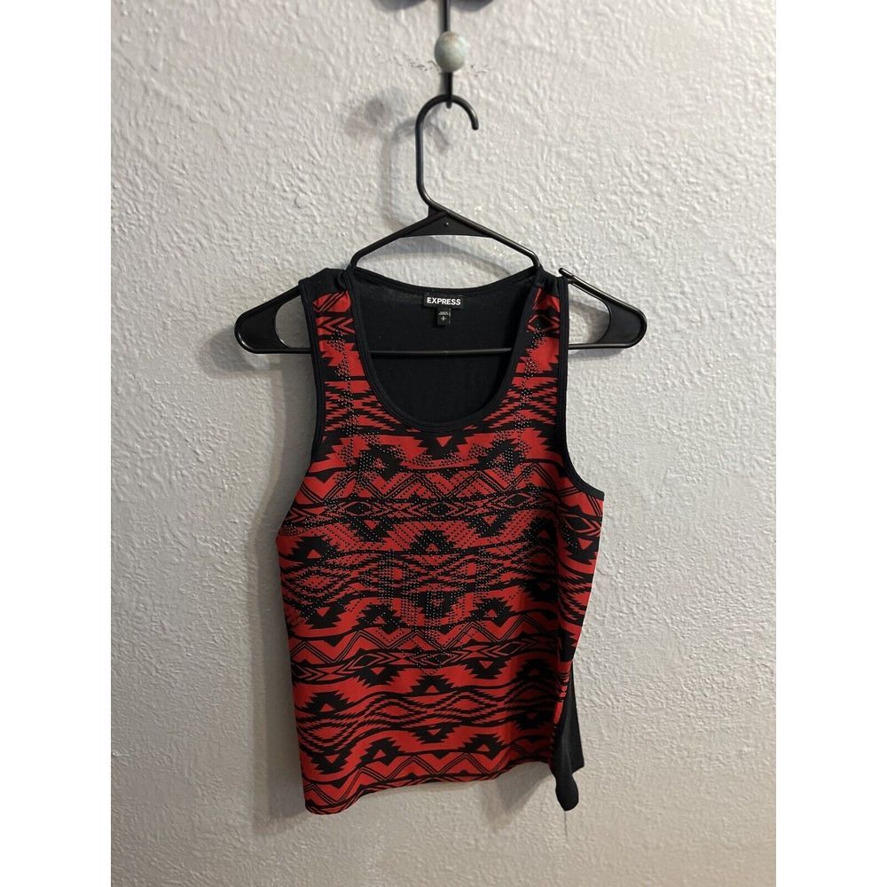 Express Sequin Beaded Womens‎ Red And Black TankSize Small